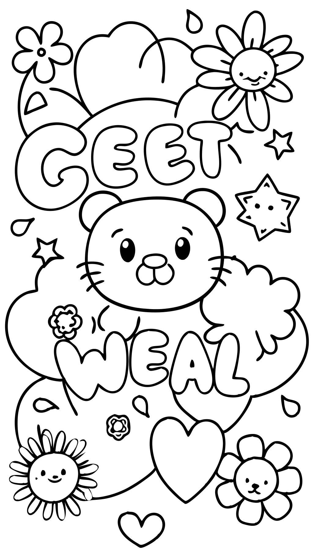 get well card coloring page